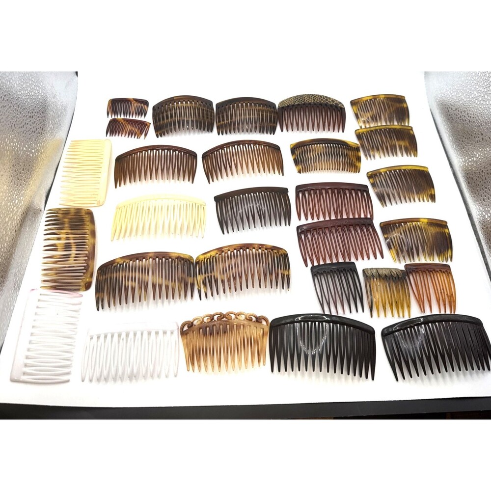 Vintage Lot Of 27 tortoise Retro Hair Combs Side Combs Hong Kong France